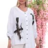 Abstract Print Asymmetric Button-Down Tunic