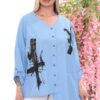 Abstract Print Asymmetric Button-Down Tunic