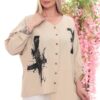 Abstract Print Asymmetric Button-Down Tunic