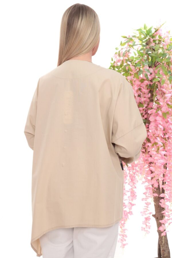 Abstract Print Asymmetric Button-Down Tunic