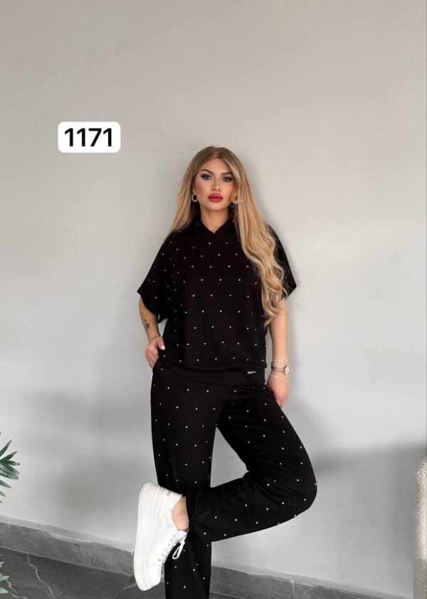 Studded Knit Short-Sleeve Loungewear Set