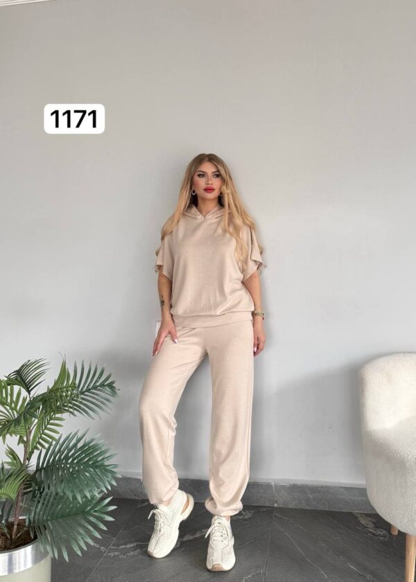 Studded Knit Short-Sleeve Loungewear Set