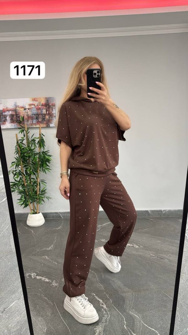 Studded Knit Short-Sleeve Loungewear Set