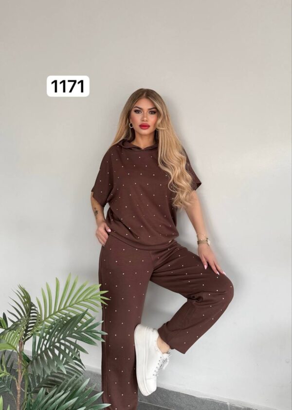 Studded Knit Short-Sleeve Loungewear Set