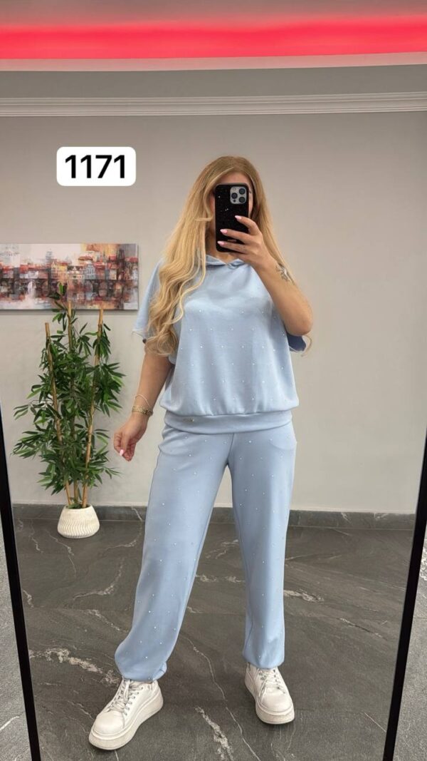 Studded Knit Short-Sleeve Loungewear Set