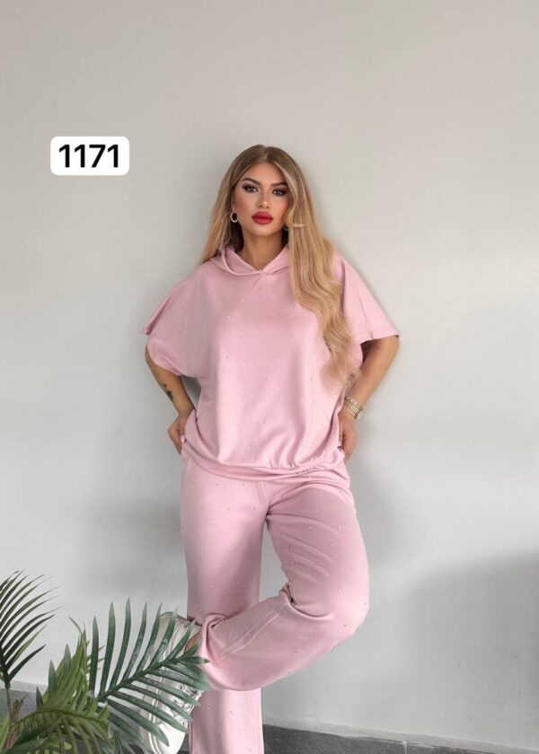 Studded Knit Short-Sleeve Loungewear Set