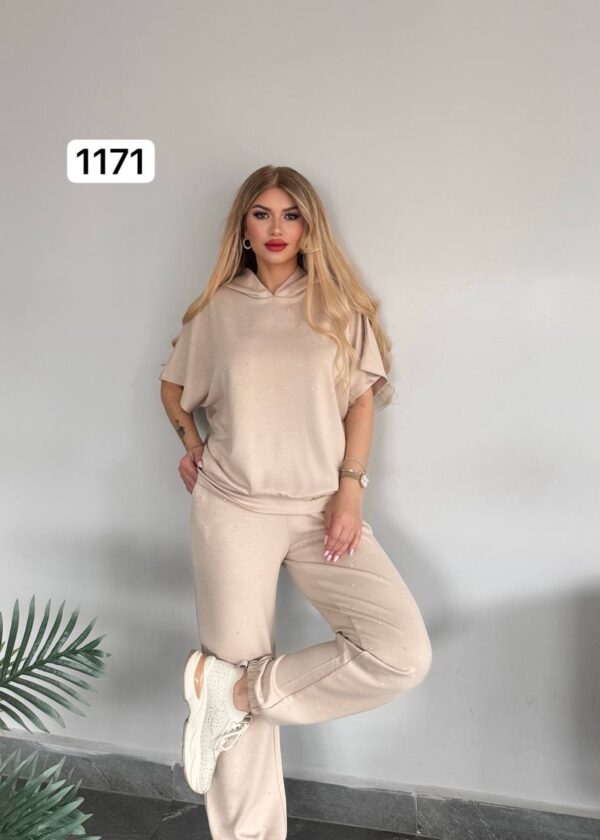 Studded Knit Short-Sleeve Loungewear Set