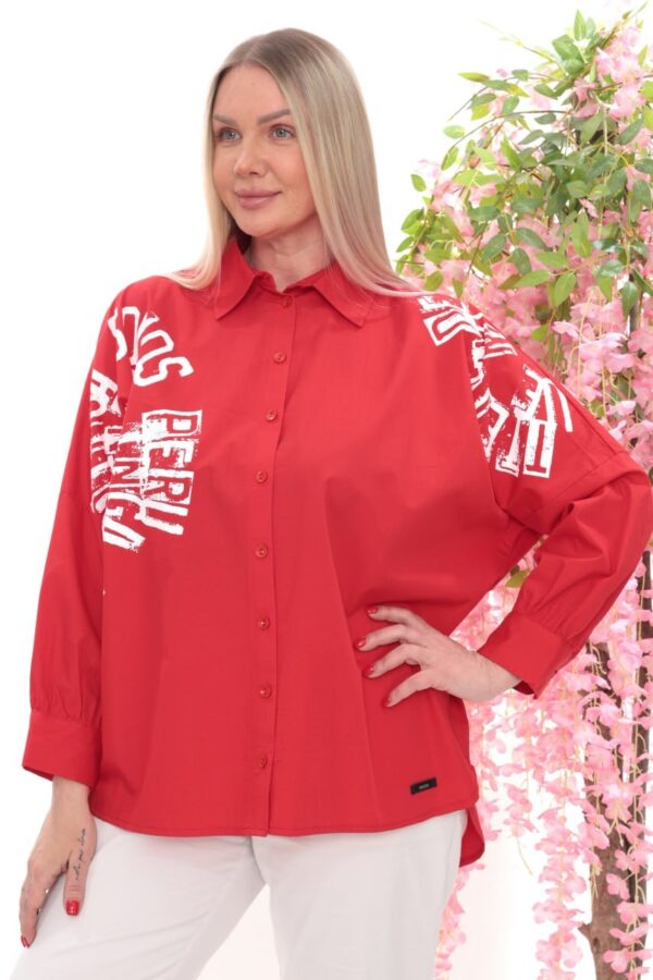 Oversized Graphic Print Poplin Shirt