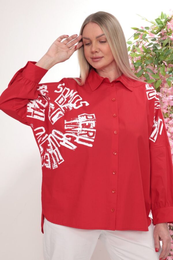 Oversized Graphic Print Poplin Shirt