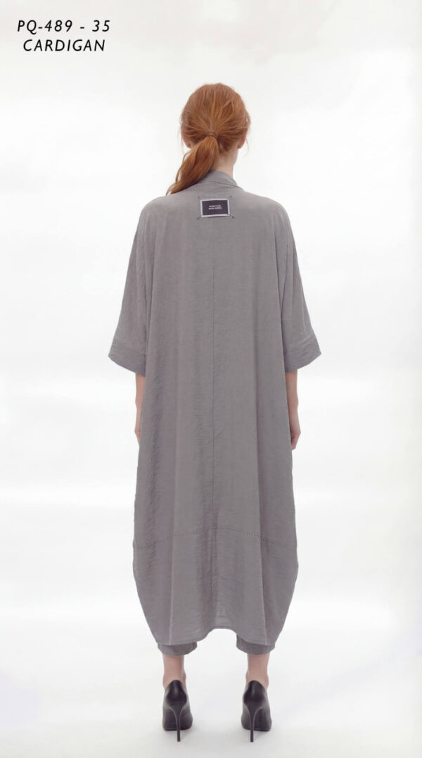 Textured Cascade Lapel Long Cardigan