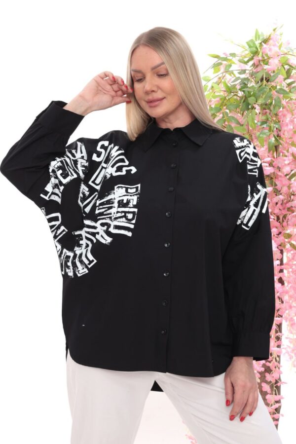 Oversized Graphic Print Poplin Shirt