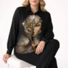 Artistic Graphic Print Button-Up Blouse