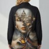 Artistic Graphic Print Button-Up Blouse