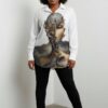 Artistic Graphic Print Button-Up Blouse