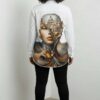 Artistic Graphic Print Button-Up Blouse