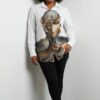 Artistic Graphic Print Button-Up Blouse