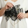 Plus Size Zebra Floral Print Top with Lace Sleeves