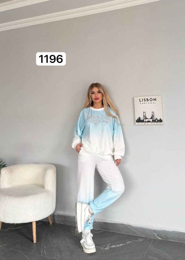 Ombre Rhinestone Embellished Tracksuit Set