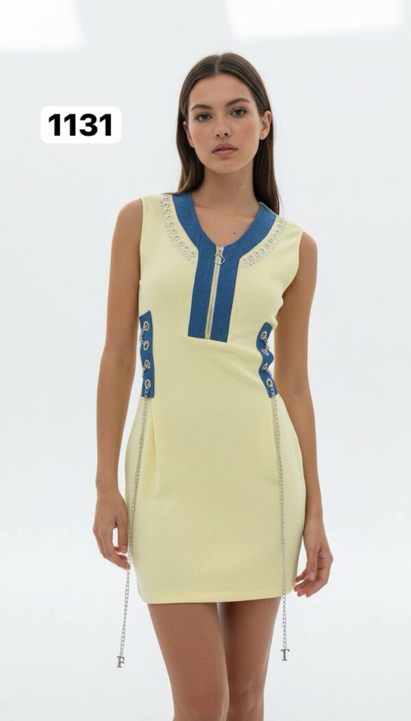 Chain Detail Ribbed Knit Bodycon Dress