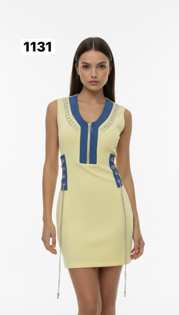 Chain Detail Ribbed Knit Bodycon Dress