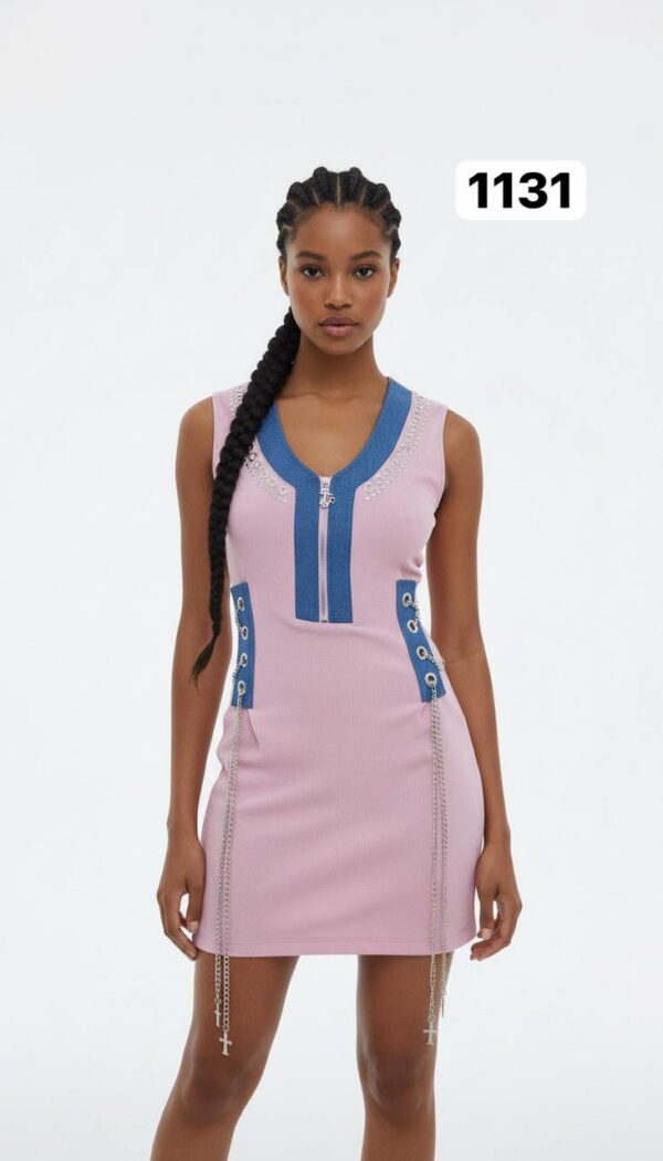 Chain Detail Ribbed Knit Bodycon Dress