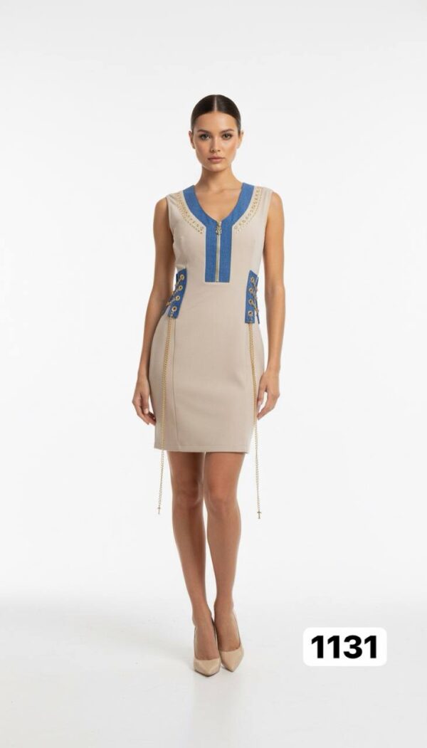 Chain Detail Ribbed Knit Bodycon Dress