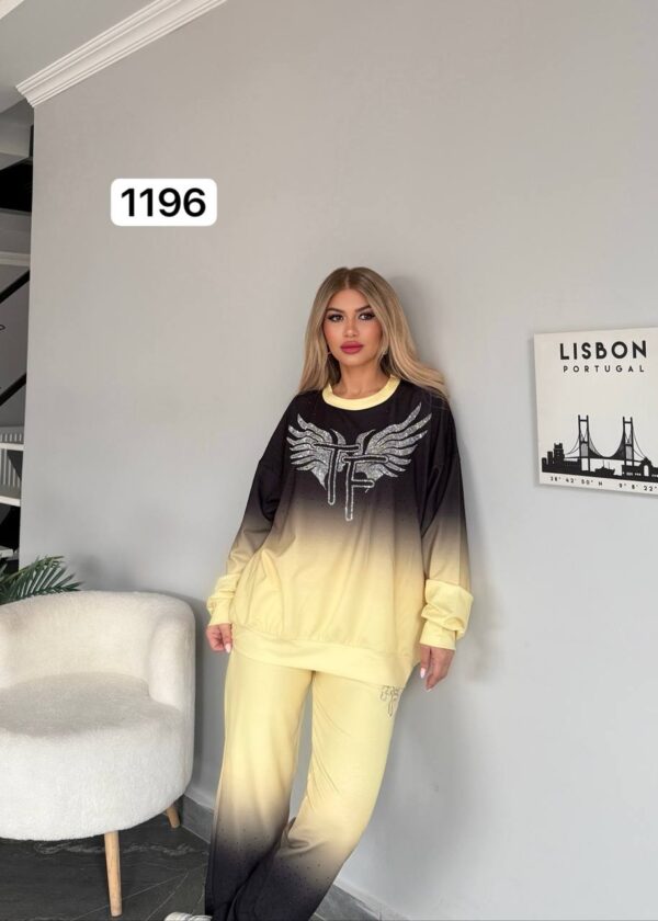 Ombre Rhinestone Embellished Tracksuit Set