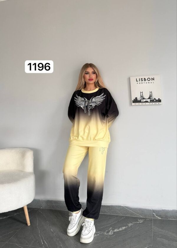 Ombre Rhinestone Embellished Tracksuit Set