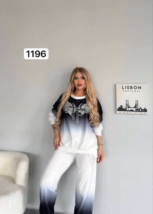 Ombre Rhinestone Embellished Tracksuit Set