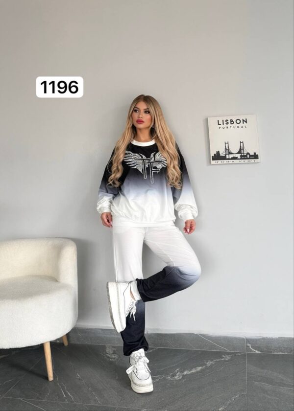 Ombre Rhinestone Embellished Tracksuit Set