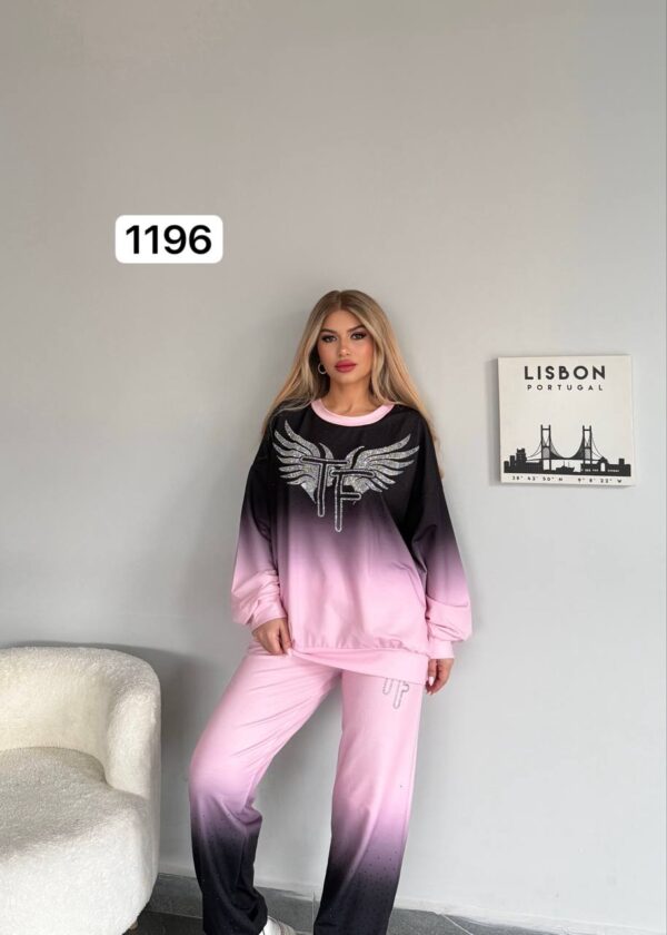 Ombre Rhinestone Embellished Tracksuit Set