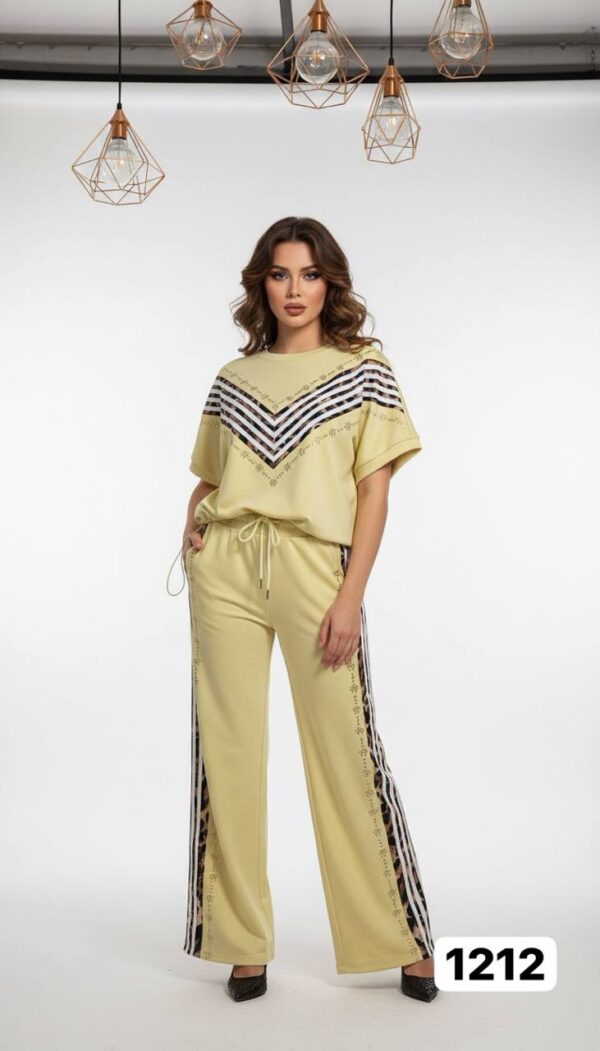 V-Neck Chevron Embellished Two-Piece Set