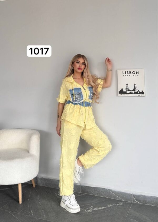 Urban Edge Distressed Two-Piece Set with Denim Details