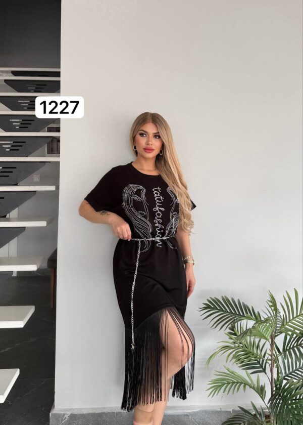 Wholesale Embellished Fringe Hem T-Shirt Dress