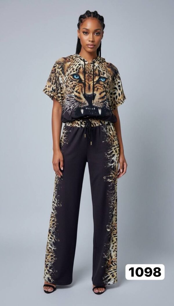 Wholesale Fierce Leopard Graphic Hooded Loungewear Set