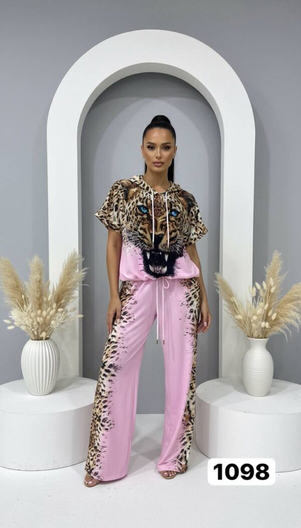 Wholesale Fierce Leopard Graphic Hooded Loungewear Set