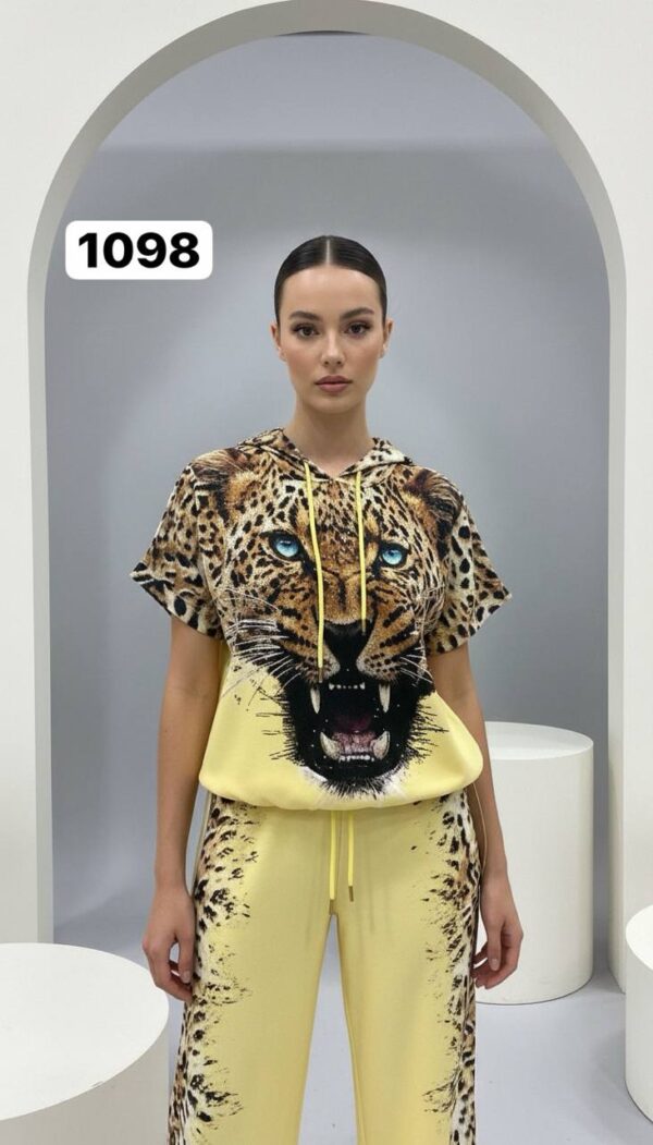 Wholesale Fierce Leopard Graphic Hooded Loungewear Set