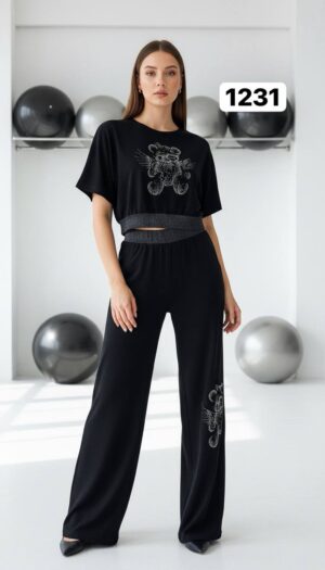 Wholesale Embellished Teddy Bear Loungewear Set