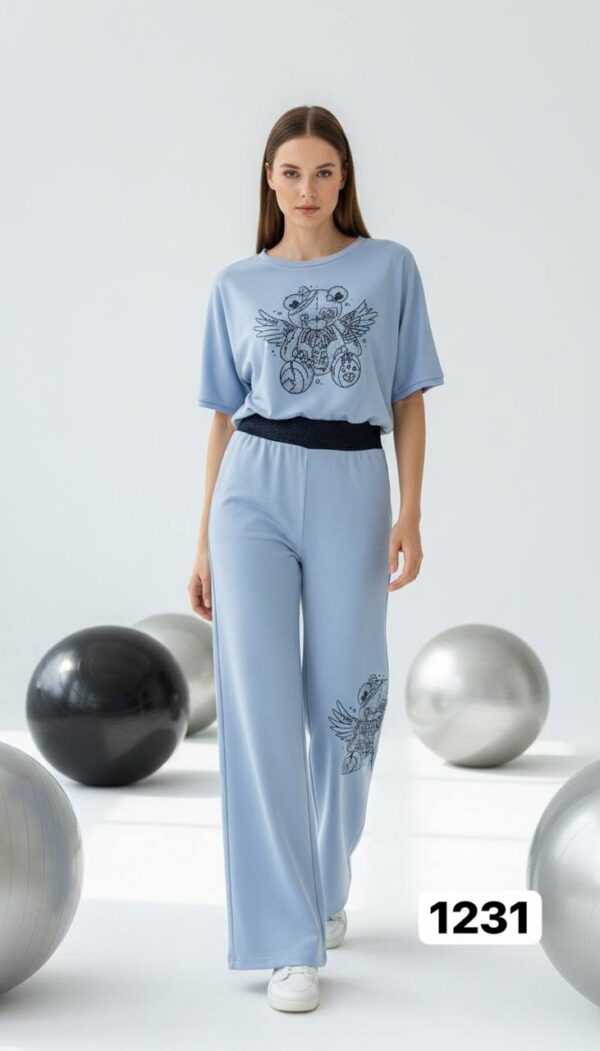 Wholesale Embellished Teddy Bear Loungewear Set