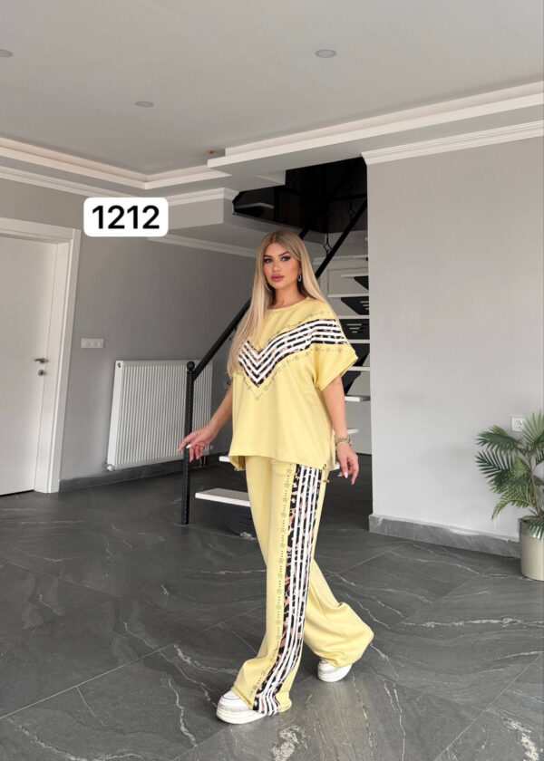 V-Neck Chevron Embellished Two-Piece Set