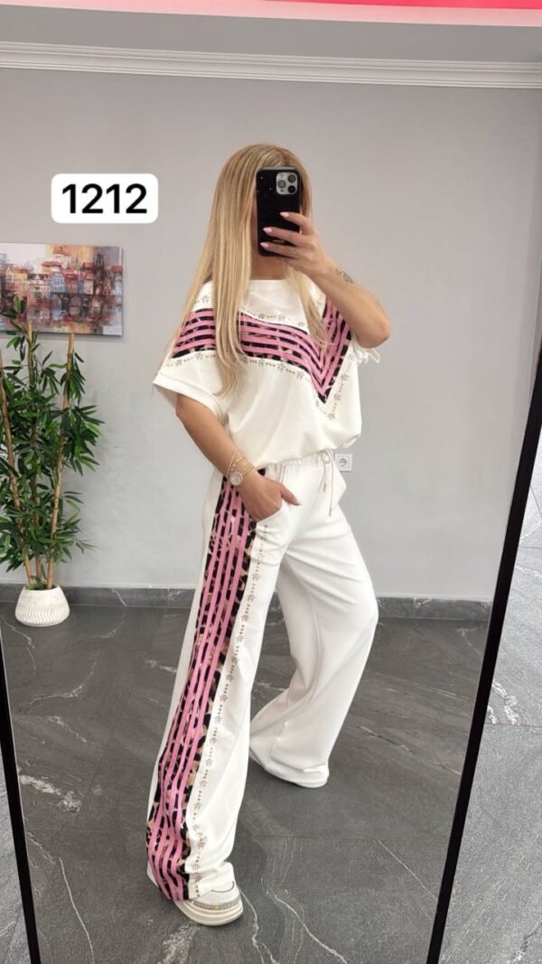 V-Neck Chevron Embellished Two-Piece Set