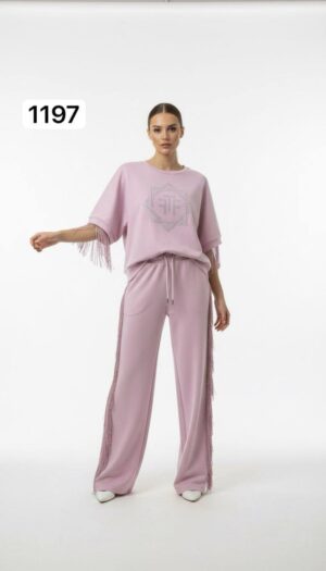 Embellished Fringe Detail Loungewear Set