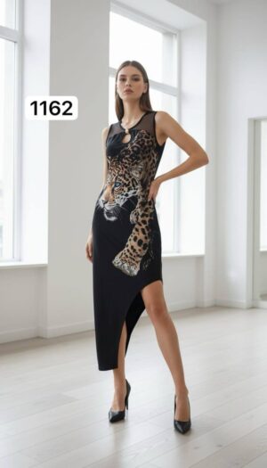 Wholesale Leopard Graphic Keyhole Sheath Dress