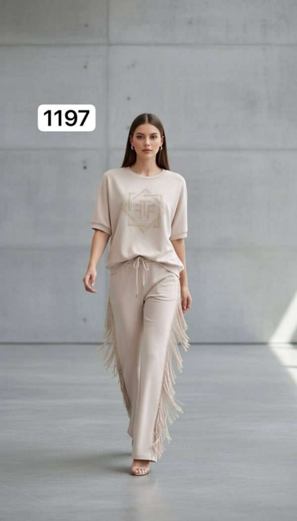 Embellished Fringe Detail Loungewear Set