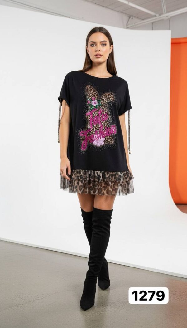 Wholesale Sequin Bunny Graphic T-Shirt Dress