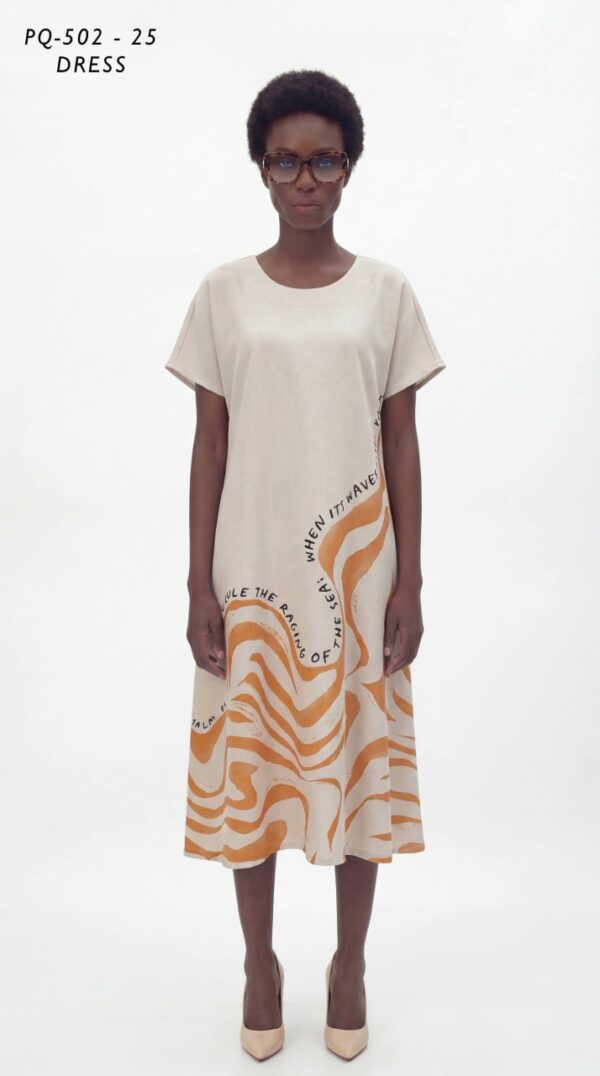 Artistic Wave Print Midi Dress