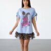 Wholesale Sequin Bunny Graphic T-Shirt Dress