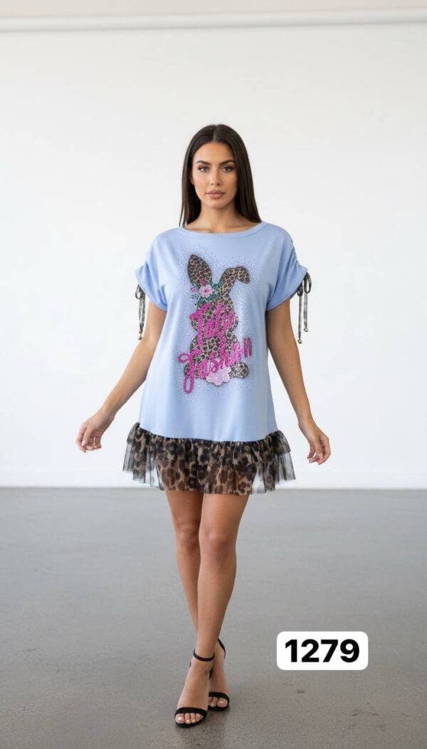 Wholesale Sequin Bunny Graphic T-Shirt Dress