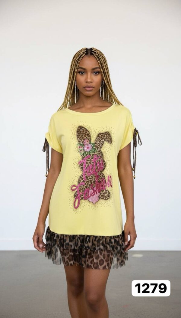 Wholesale Sequin Bunny Graphic T-Shirt Dress