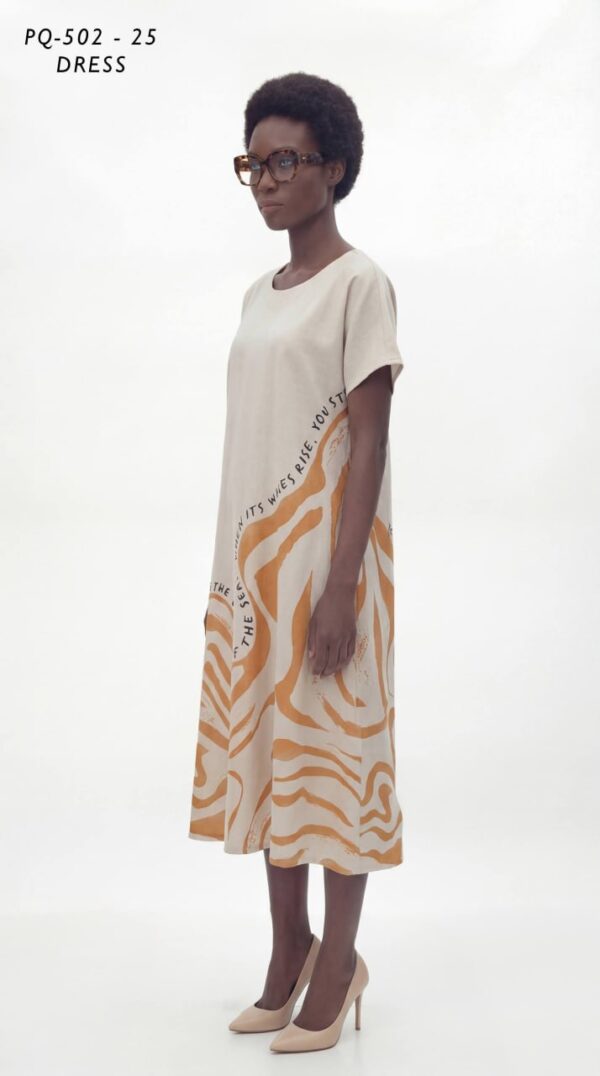 Artistic Wave Print Midi Dress
